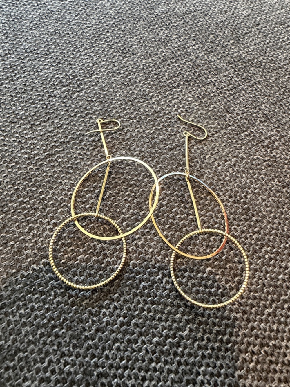 Source Unknown Gold Double Hoop Drop Earrings